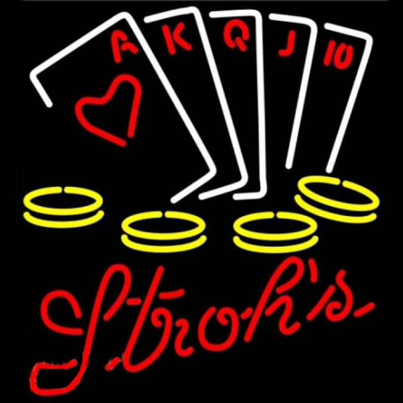 Strohs Poker Ace Series Beer Sign Neon Sign