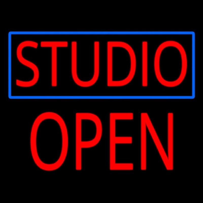 Studio Blue Border Open Block Neon Sign