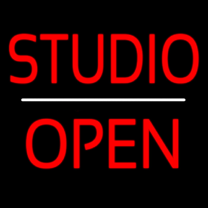 Studio Open White Line Neon Sign