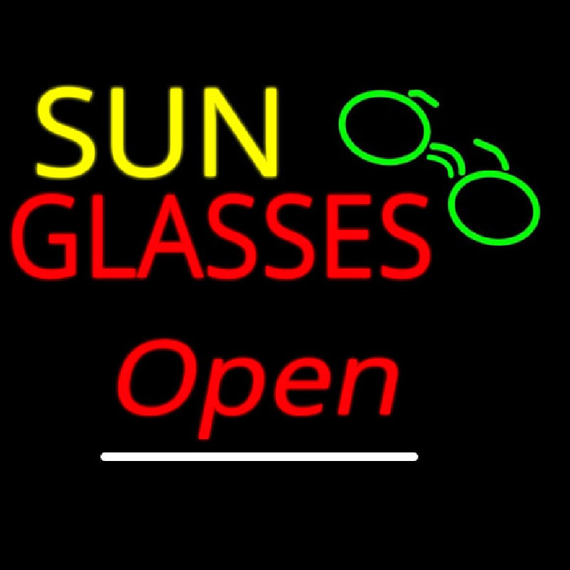 Sun Glasses Open White Line Neon Sign