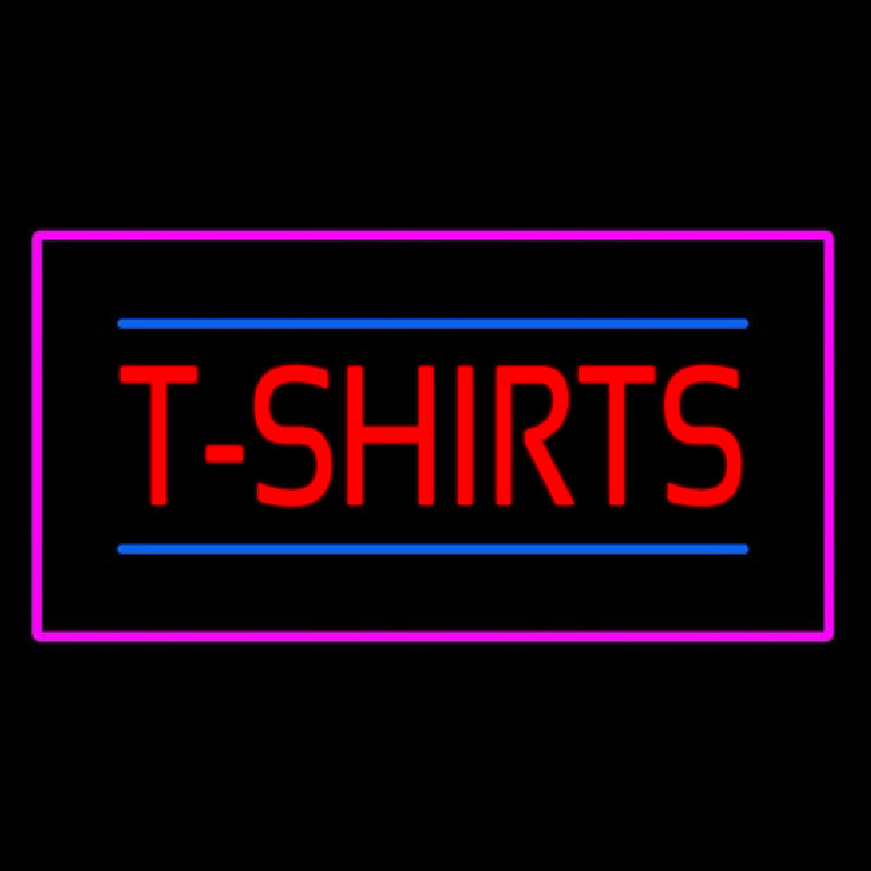 T Shirts Rectangle Pink Border Neon Sign