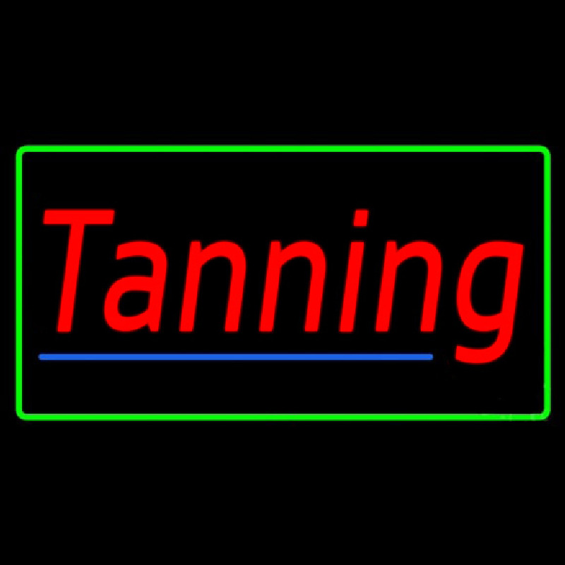 Tanning With Green Border Neon Sign