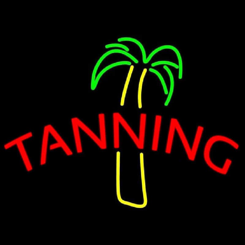 Tanning With Palm Tree Neon Sign