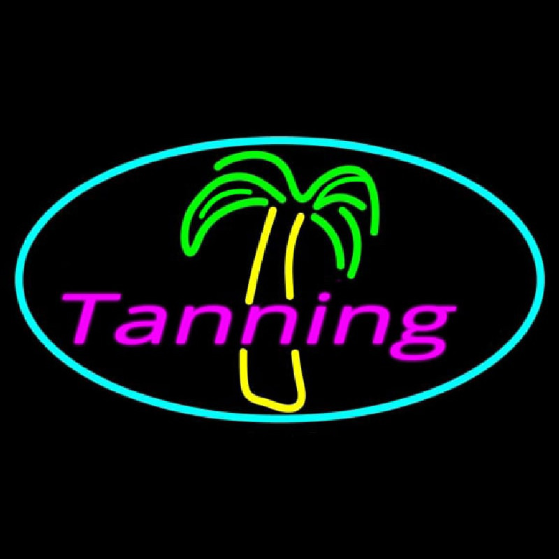 Tanning With Palm Tree Neon Sign