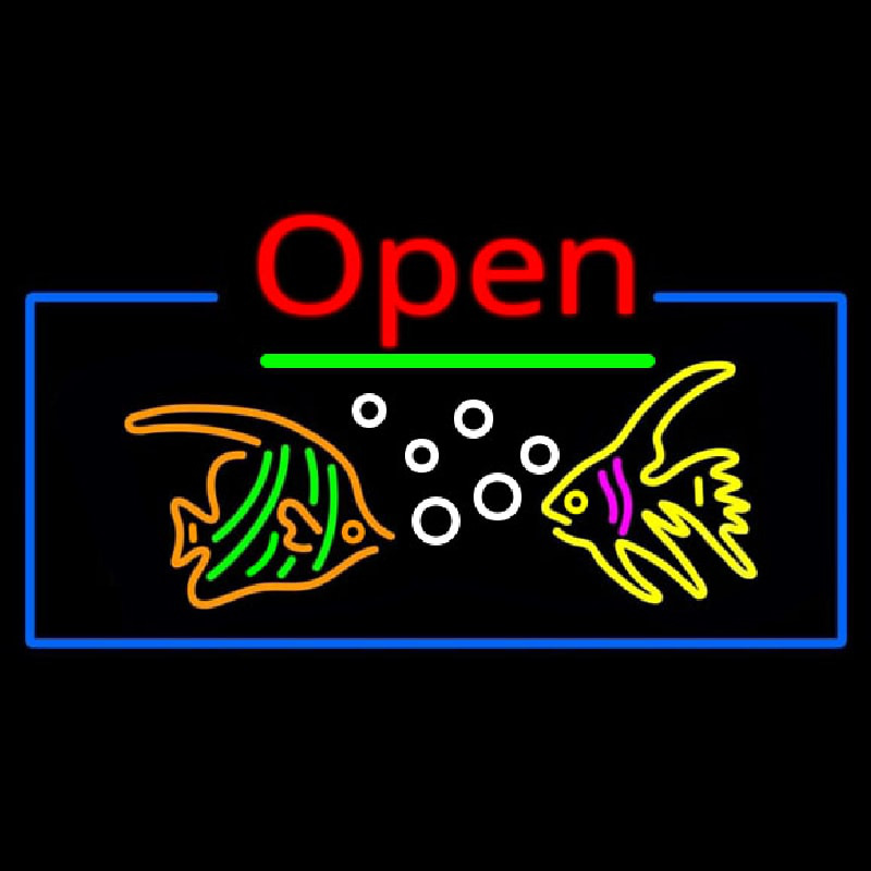 Tropical Fish Logo Open Neon Sign