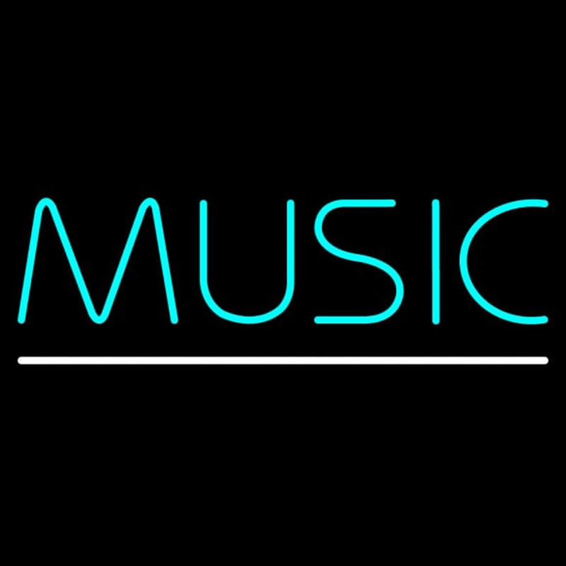 Turquoise Music White Line Neon Sign