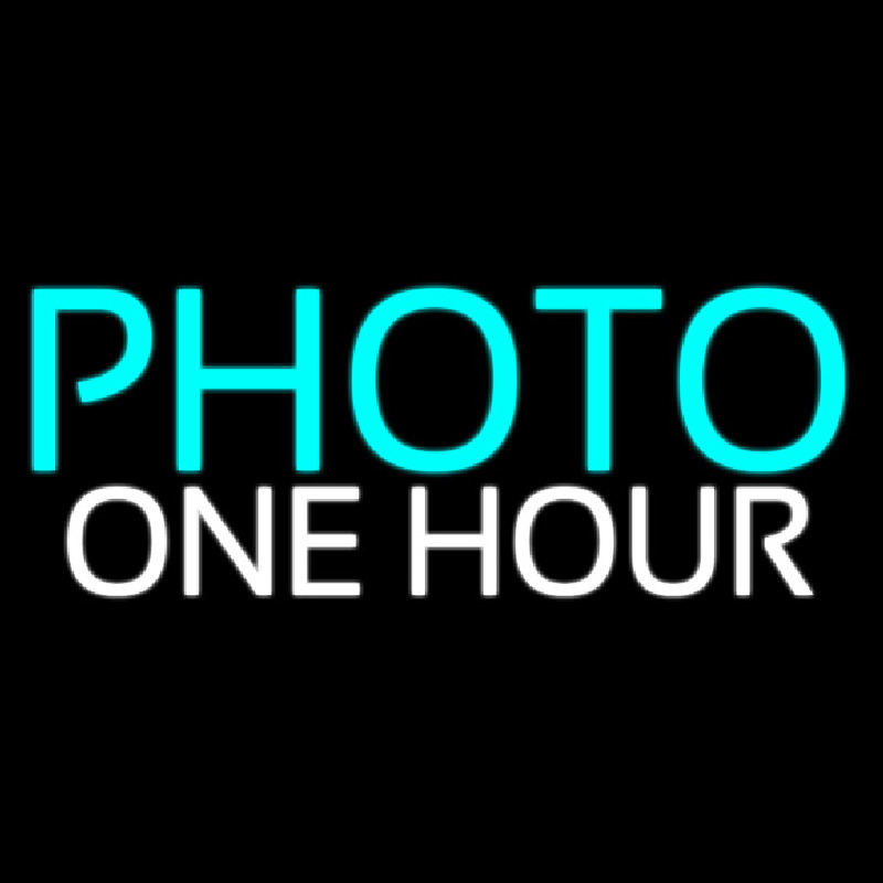 Turquoise Photo One Hour Neon Sign