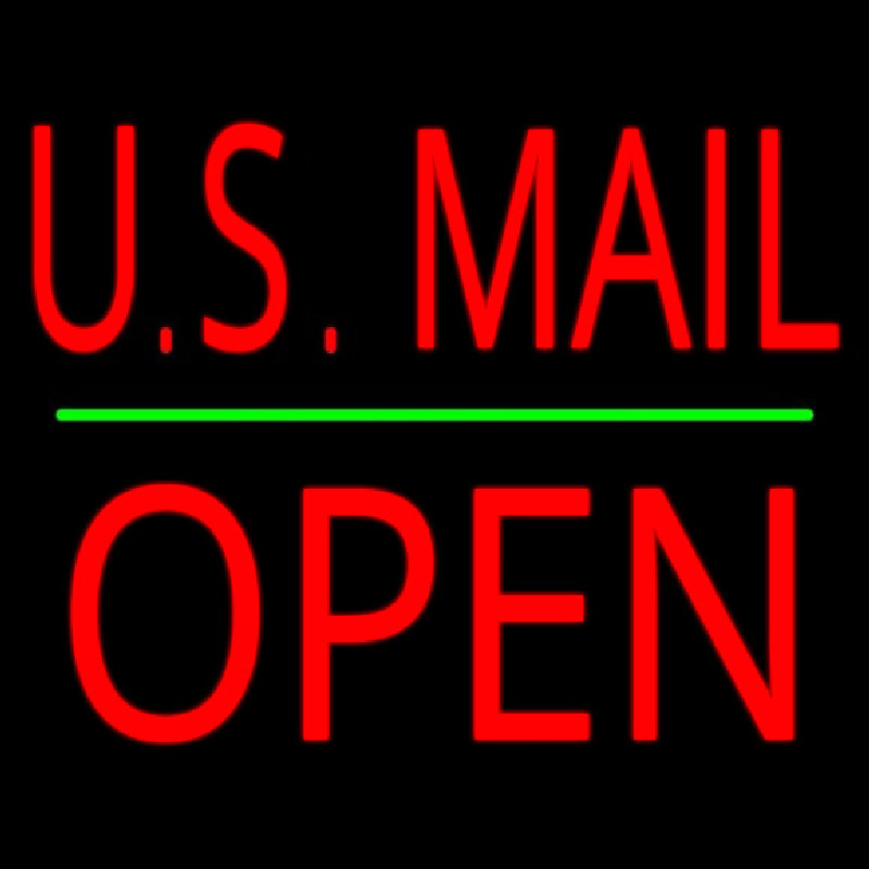 Us Mail Block Open Green Line Neon Sign