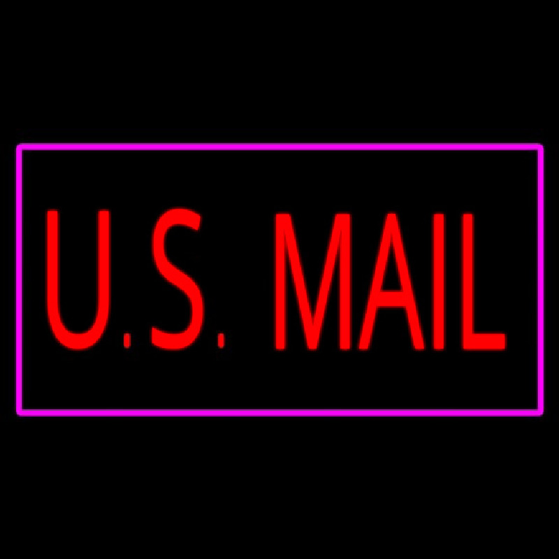 Us Mail Rectangle Purple Neon Sign