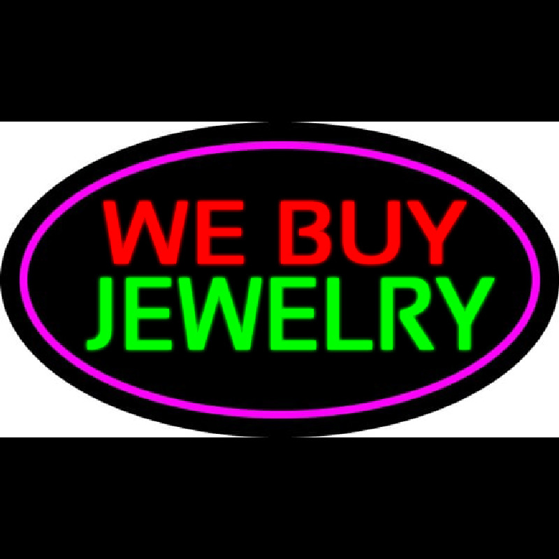 We Buy Jewelry Oval Purple Neon Sign