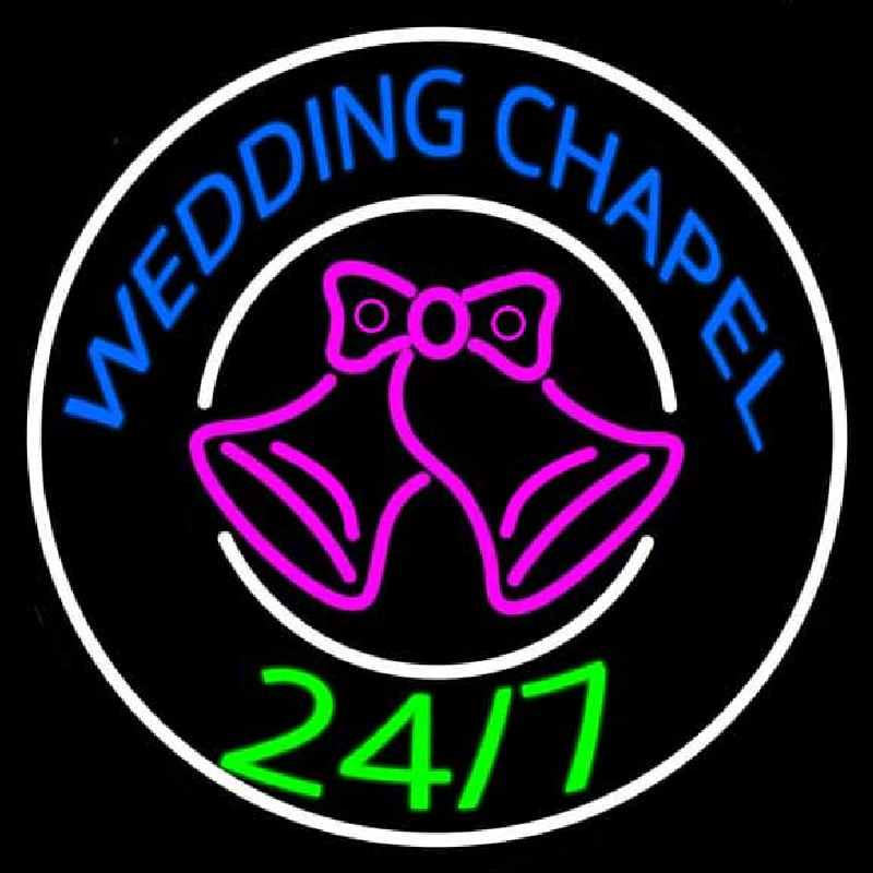 Wedding Chapel With Bell Neon Sign