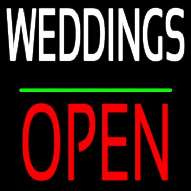 Weddings Block Open Green Line Neon Sign