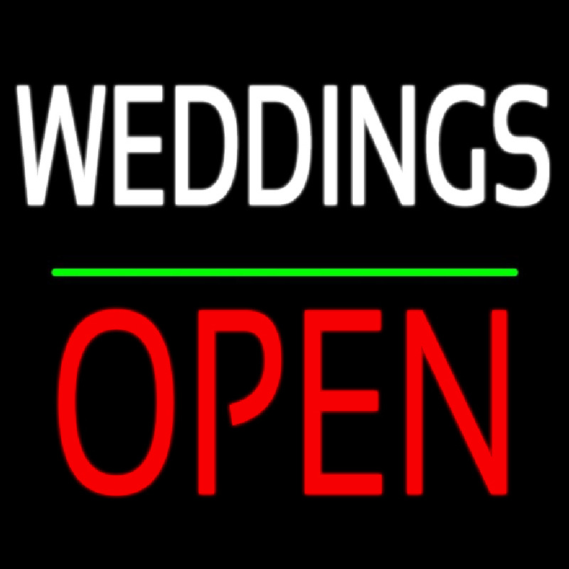 Weddings Block Red Open Green Line Neon Sign