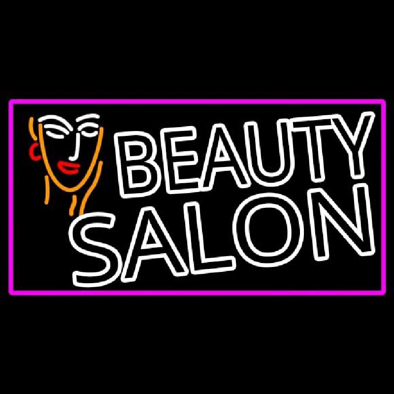 White Beauty Salon With Girl Neon Sign