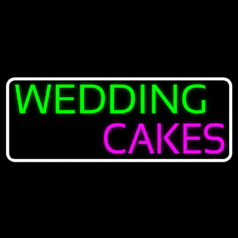 White Border Wedding Cakes Neon Sign