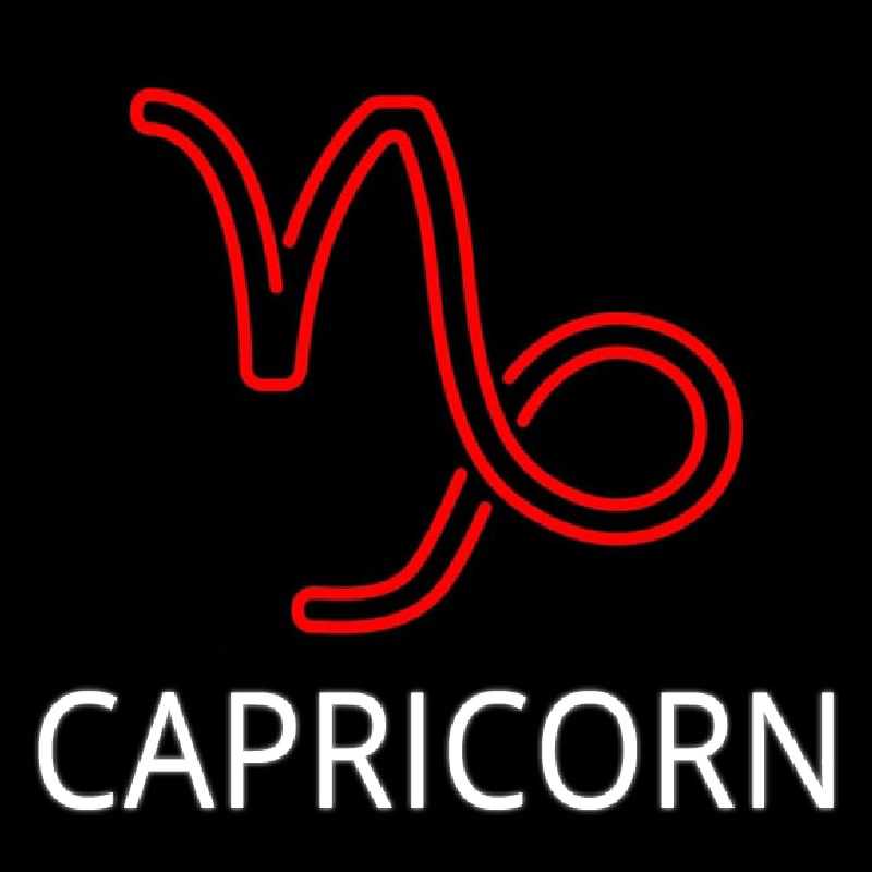 White Capricorn Red Logo Neon Sign