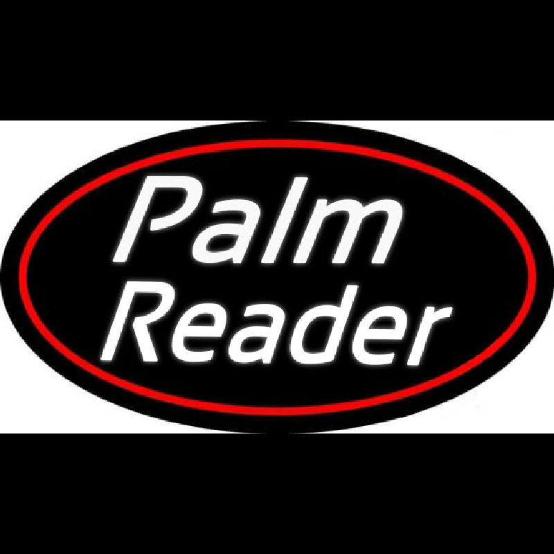 White Cursive Palm Reader Neon Sign