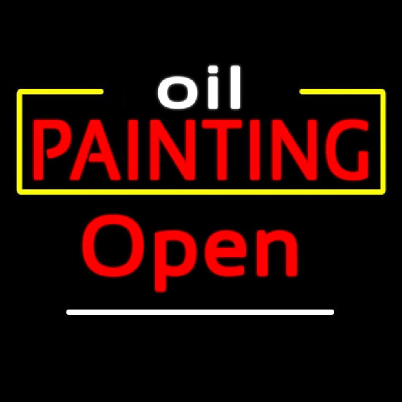 White Oil Red Painting Open Neon Sign