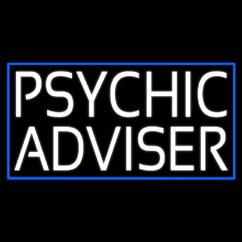 White Psychic Advisor Blue Border Neon Sign