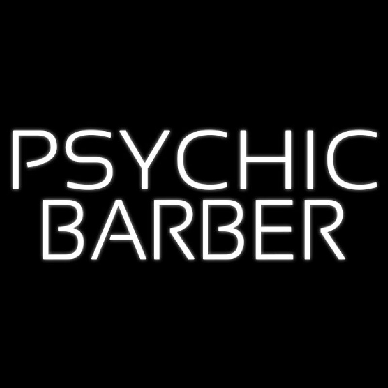 White Psychic Barber Neon Sign