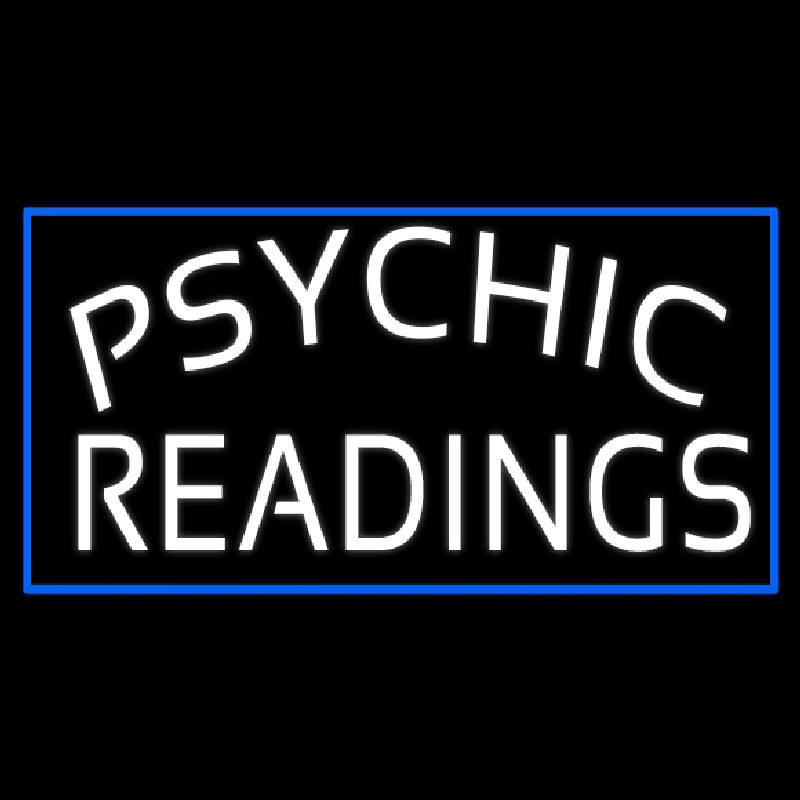 White Psychic Readings With Blue Border Neon Sign