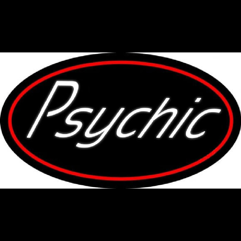 White Psychic Red Border Neon Sign