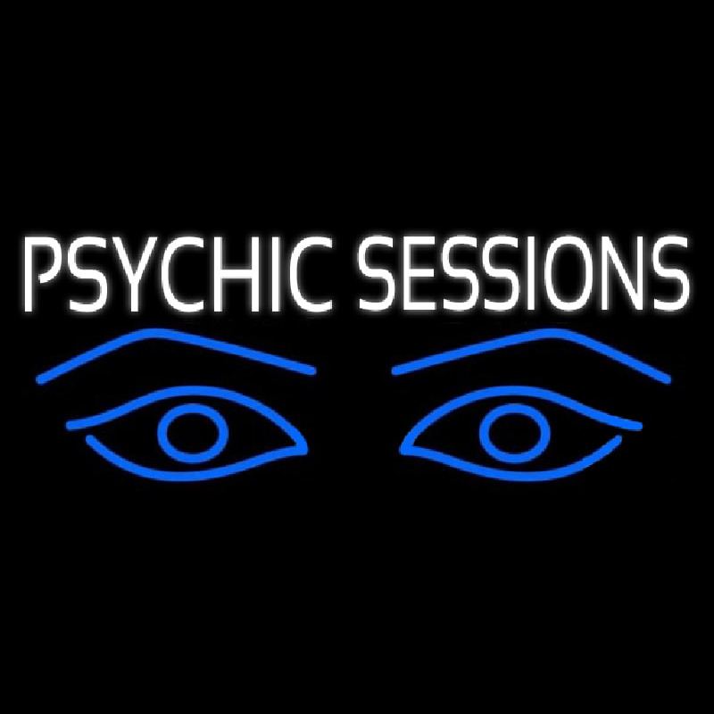 White Psychic Sessions With Blue Eye Neon Sign