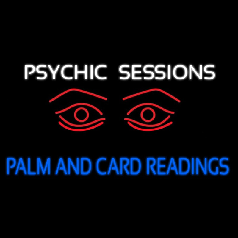 White Psychic Sessions With Red Eye Neon Sign