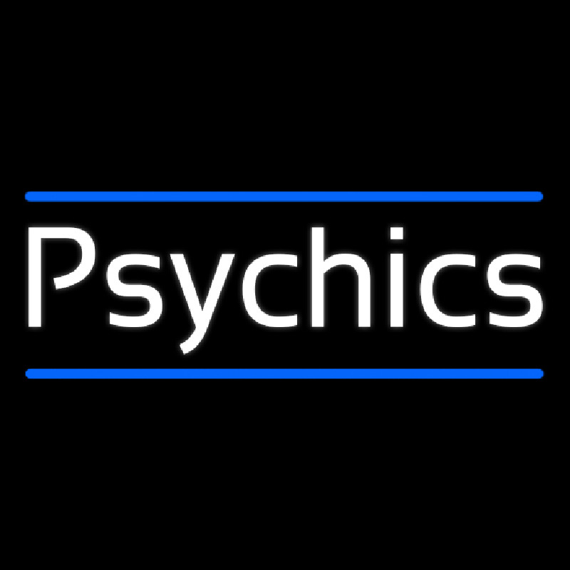 White Psychics With Blue Line Neon Sign