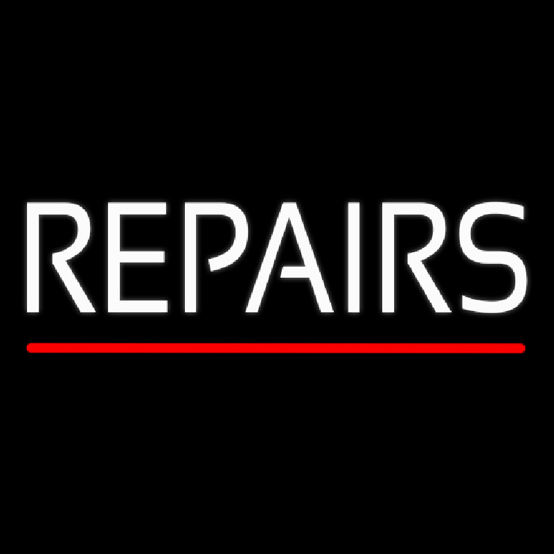 White Repairs Red Line Neon Sign