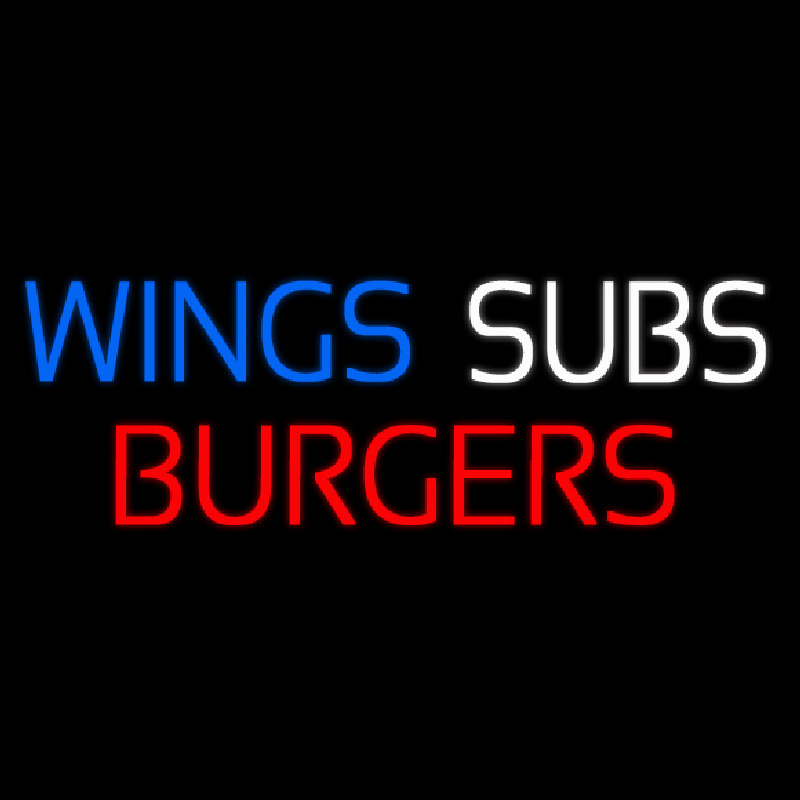 Wings Subs Burgers Neon Sign