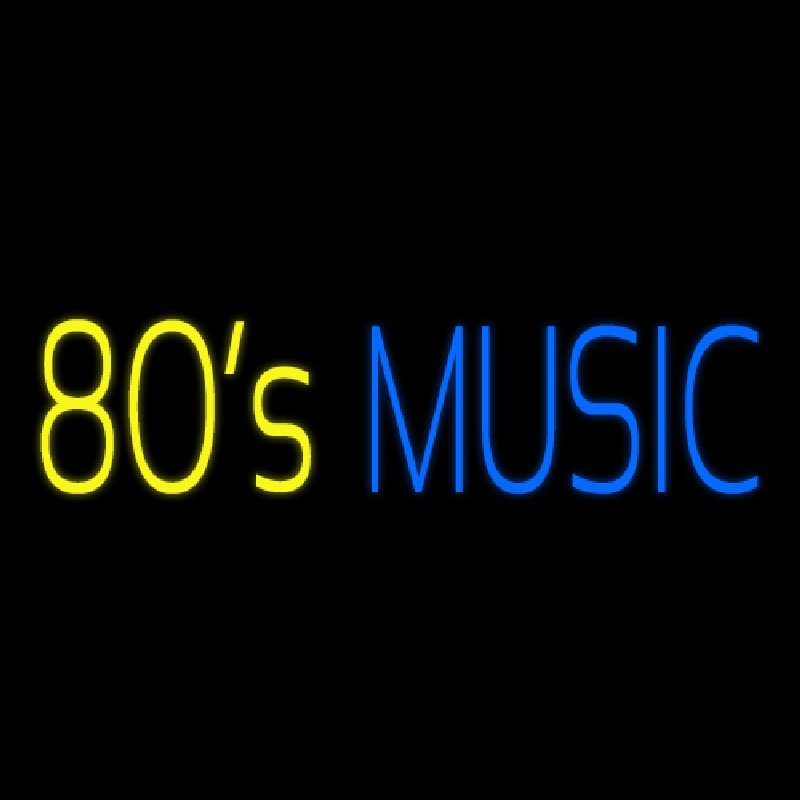 Yellow 80s Blue Music Neon Sign