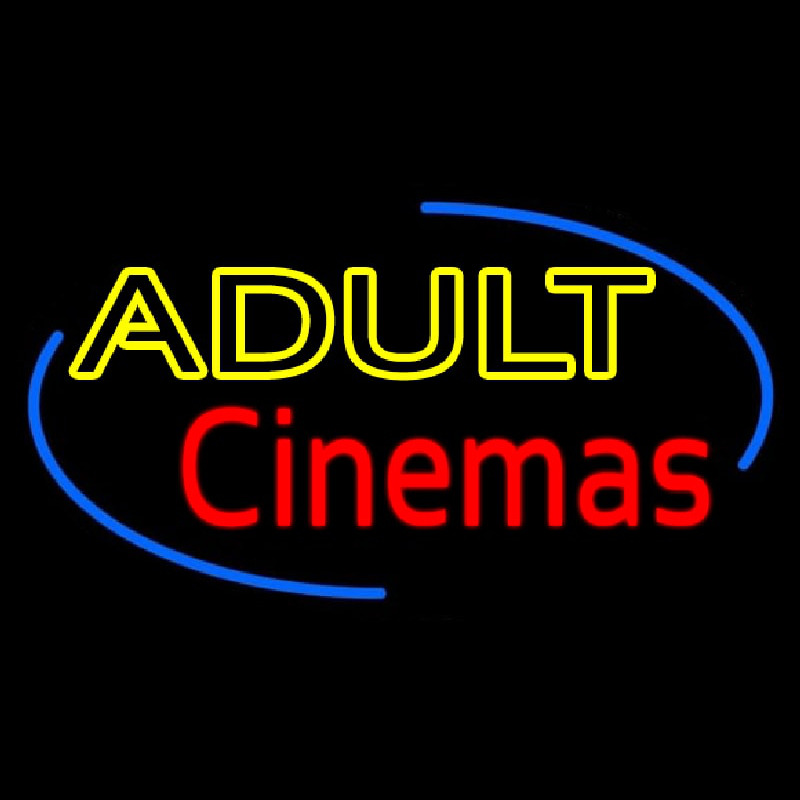 Yellow Adult Red Cinemas Neon Sign