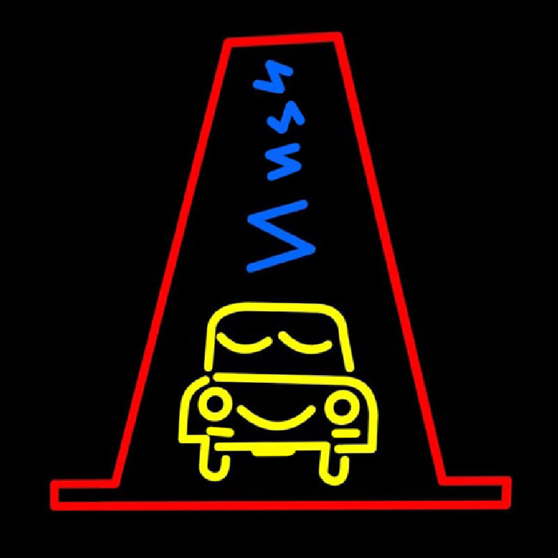 Yellow Car With Red Border Neon Sign