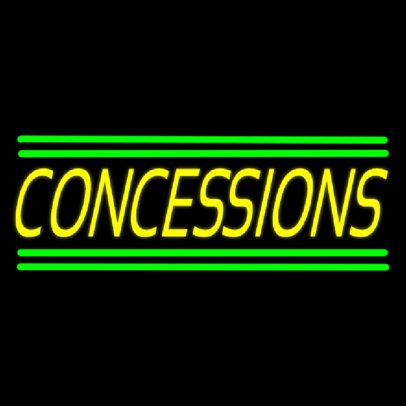 Yellow Concessions Green Line Neon Sign