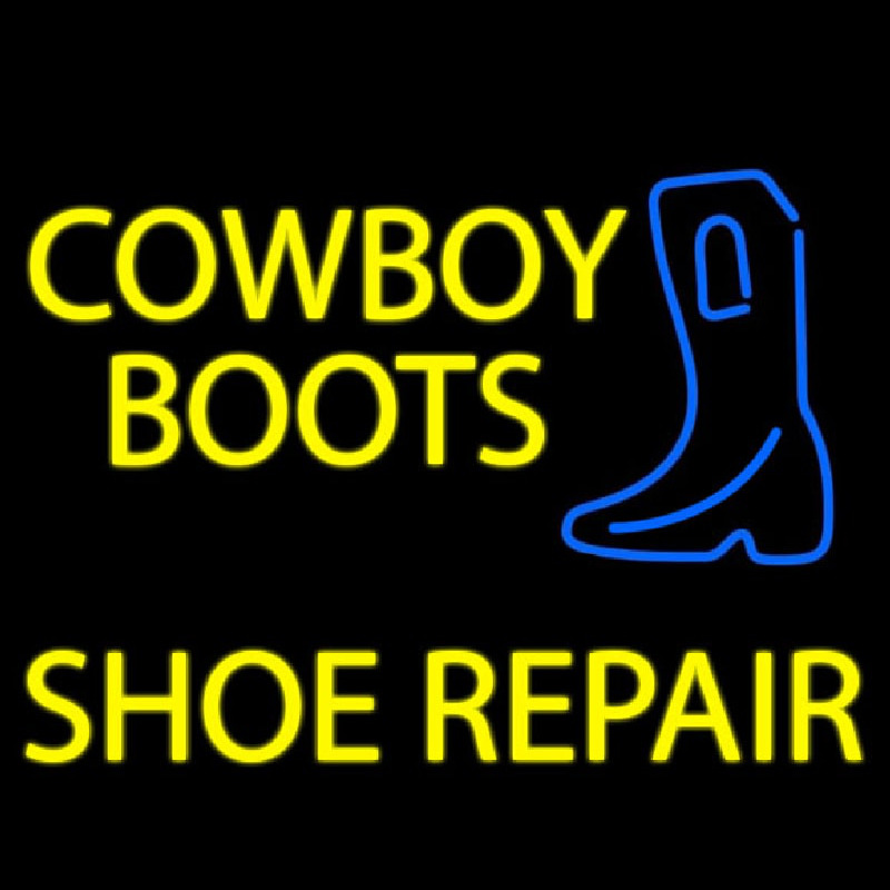 Yellow Cowboy Boots Shoe Repair Neon Sign