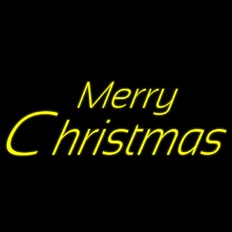 Yellow Cursive Merry Christmas Neon Sign