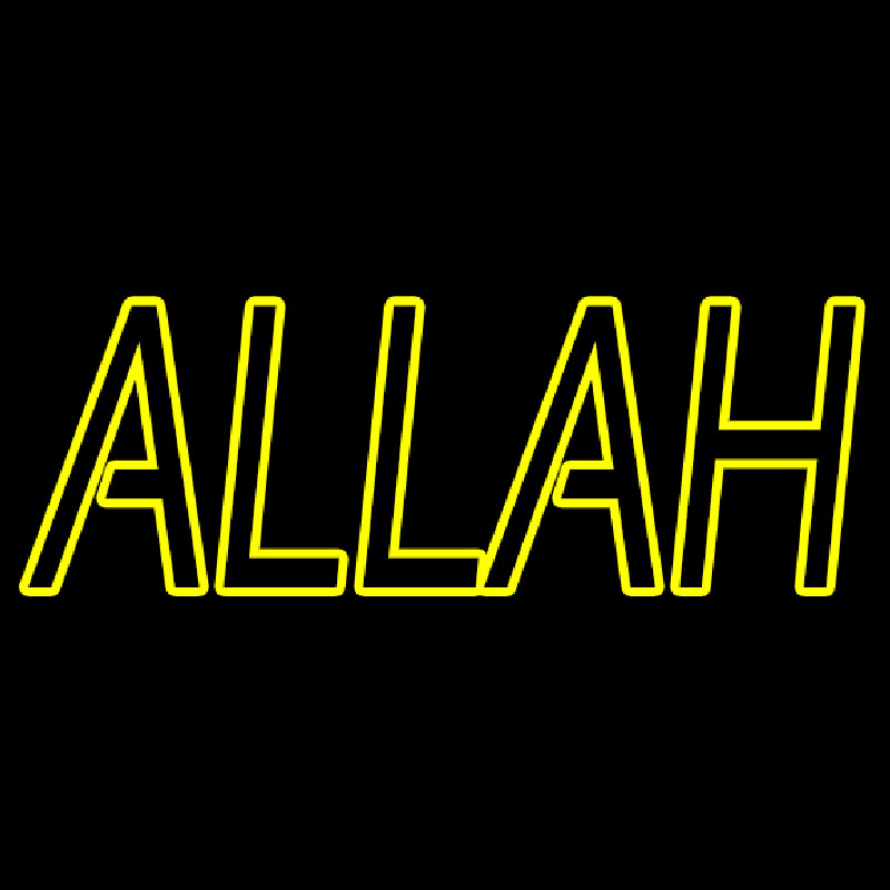 Yellow Double Stroke Allah Neon Sign