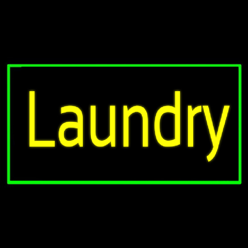 Yellow Laundry With Green Border Neon Sign