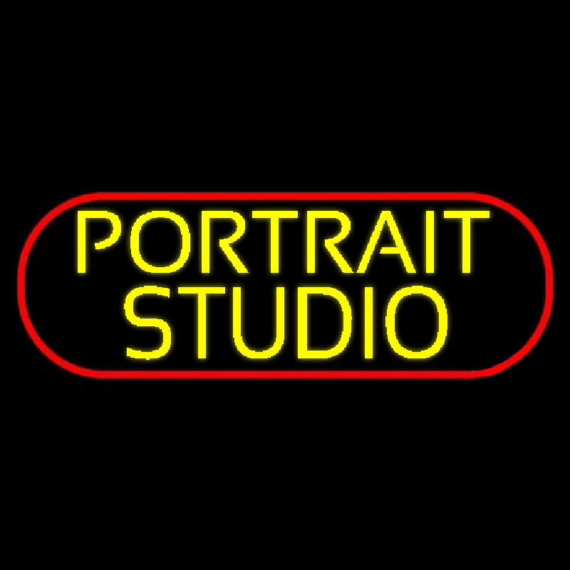 Yellow Portrait Studio Border Neon Sign