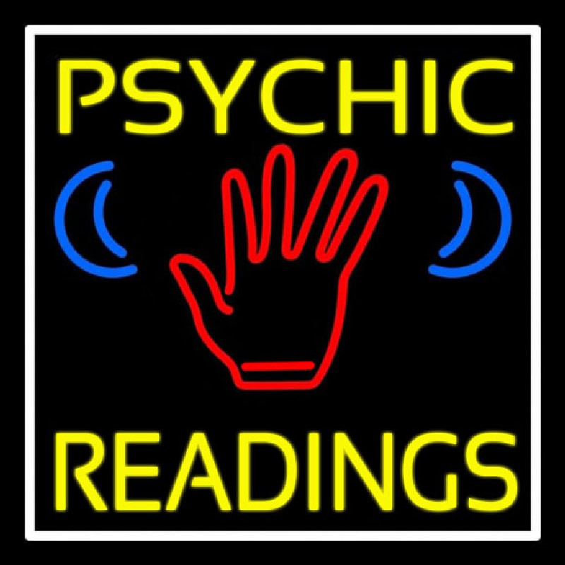 Yellow Psychic Readings With Palm Neon Sign