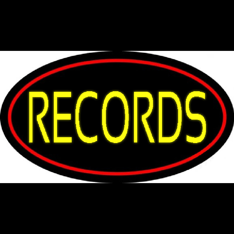 Yellow Records Red Border 2 Neon Sign