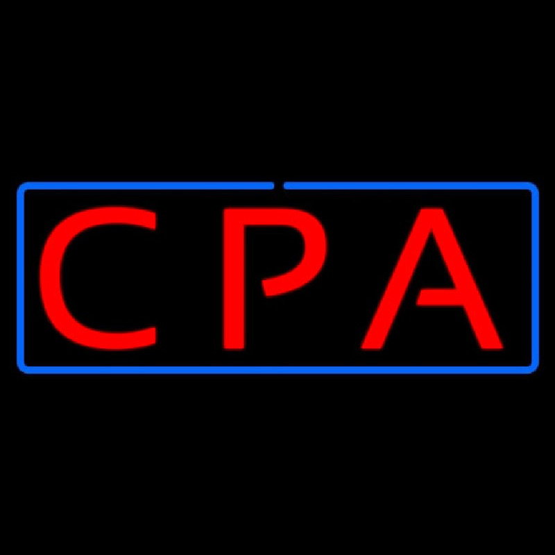 Red Cpa Blue Border Neon Sign