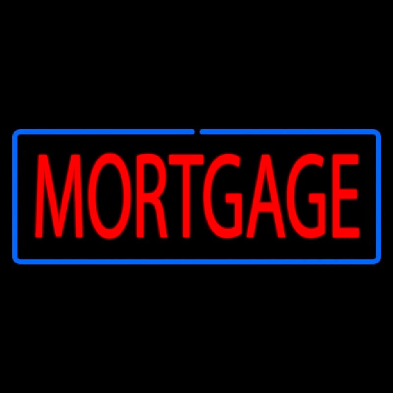 Red Mortgage Blue Border Neon Sign