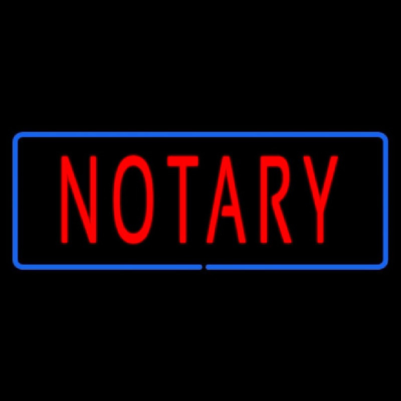 Red Notary Blue Border Neon Sign