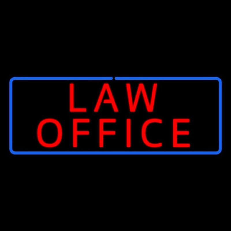 Red Law Office Blue Border Neon Sign