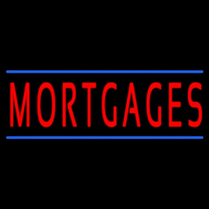 Red Mortgages Blue Lines Neon Sign