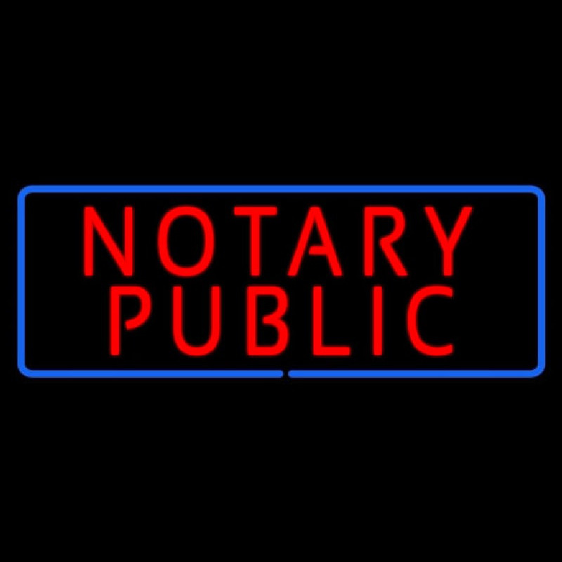 Red Notary Public Blue Border Neon Sign