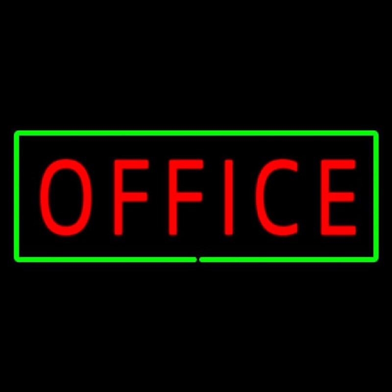 Red Office Green Border Neon Sign