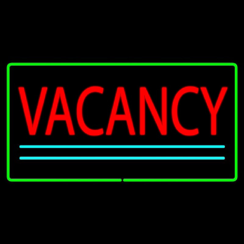 Vacancy Rectangle Green Neon Sign